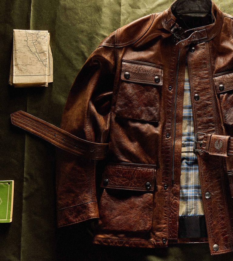 Trialmaster Motorcycle Jacket in Burnt Cuero.